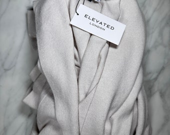 Luxury 100% Cashmere and Silk Robe, Cosy Long Cardigan, Dressing Gown, Homewear, Gift for her, Loungewear, Soft Christmas Gift, Cream Colour