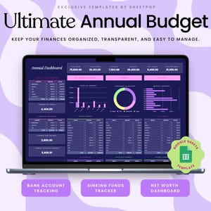 Ultimate Annual Budget Spreadsheet Google Sheets Excel Budget Template Monthly Budget Planner Family Weekly Yearly Budget Tracker Dark Mode