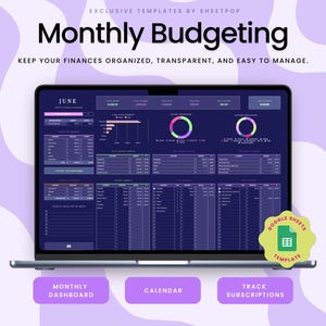 Excel Monthly Budget Template Google Sheets Budget Planner Template Finance Tracker Budget Dashboard Spreadsheet Bill Calendar Dark Mode