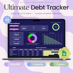 Debt Payoff Tracker Debt Snowball Avalanche Calculator Google Sheets Credit Card Loan Debt Template Financial Template Planner Spreadsheet