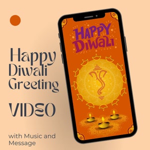 Happy Diwali 20 second Ganesha Maa Lakshmi Video Musical card with Diwali Message I Diwali Video I Get Free Personalization Name on Card image 1