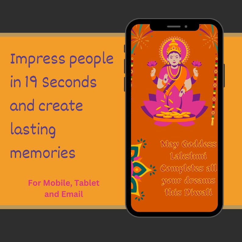 Happy Diwali 20 second Ganesha Maa Lakshmi Video Musical card with Diwali Message I Diwali Video I Get Free Personalization Name on Card image 4