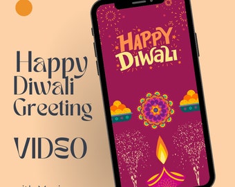 Ein schönes Diwali Video Musical 20 Sek Grußkarte I Video Diwali Karte I Video Wunsch I Kostenlose Personalisierung der Karte (Ihr Name auf der Karte)