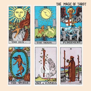 Square Tarot Raider Waite Smith, 78 Full deck cards, high resolution, A4 format, Guidebook, Start you Journey with the Tarot, Ready to print