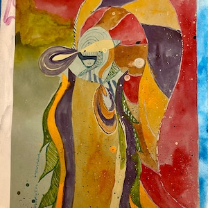 Lemuriano, 2024, Linguaggio della Luce, Energia StarSeed, acquerello, canalizzazione fatta a mano, arte del linguaggio della luce, arte murale, originale, decorazione