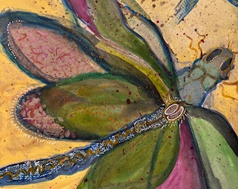 Dragonfly Art: Lemurian Energy Painting (24x30cm)