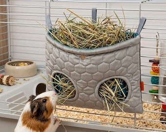 UKORY® dubbele XL stoffen hooimand voor kleine vachten - cavia's, konijnen en chinchilla's