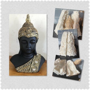 Moule en latex avec étui de support en mousse rigide pour la fabrication de ce buste de Bouddha