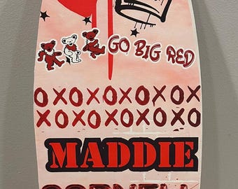 Custom College Surfboard Wall Decor, Personalized Graduation Bed Party and Dorm Room Gift
