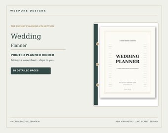 Luxury Wedding Planner Binder, 68-Page Fillable PDF, Modern Vow Design (Digital Download)