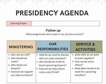 LDS Young Women Class Conducting Agenda Counsel Together 2024 Theme - Etsy