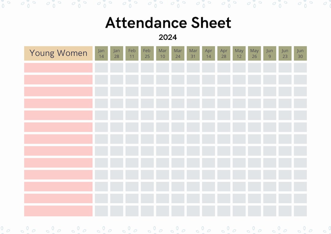 2024 Attendance Sheet Etsy