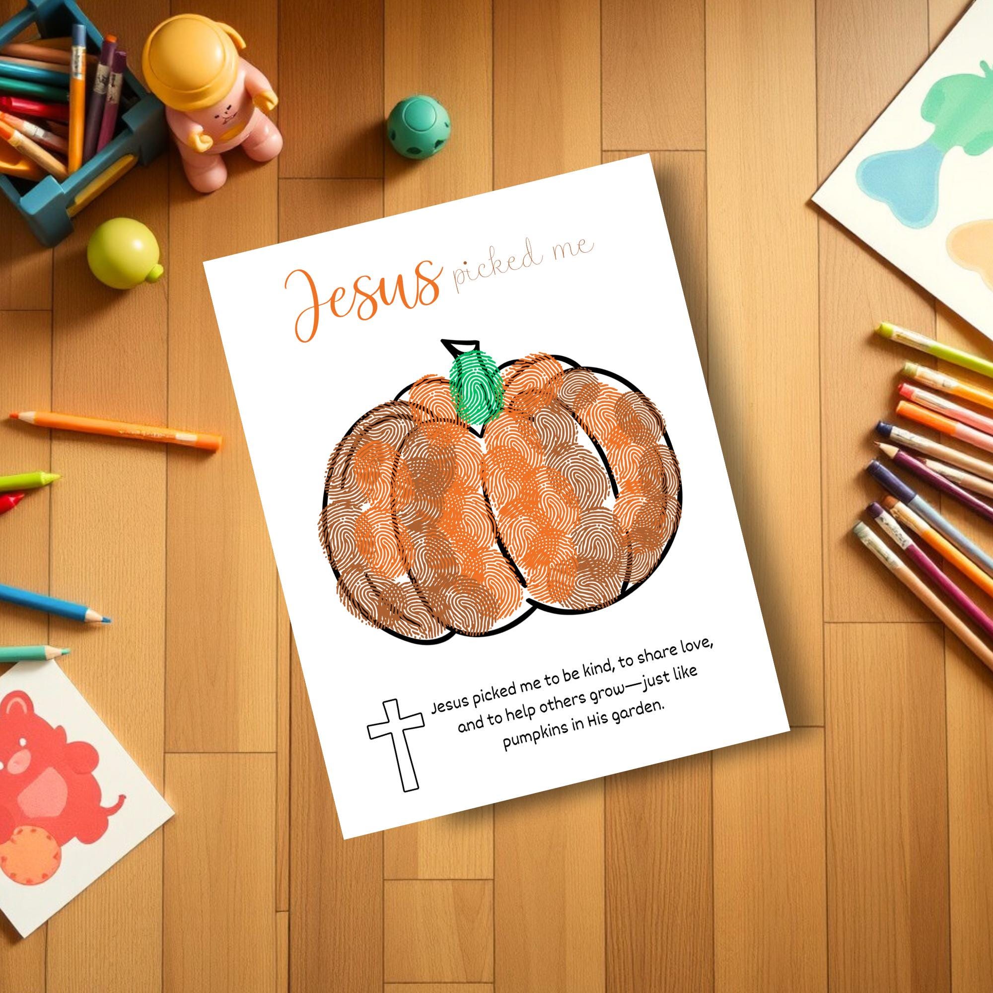 Pumpkin Torn Fingerprint Printable, Fall Bible Lesson Art for Kids ...
