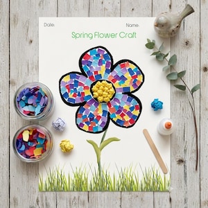 Mall för vårblommor, finmotorikaktivitet, utskrivbar förskola och dagis, PDF, PNG