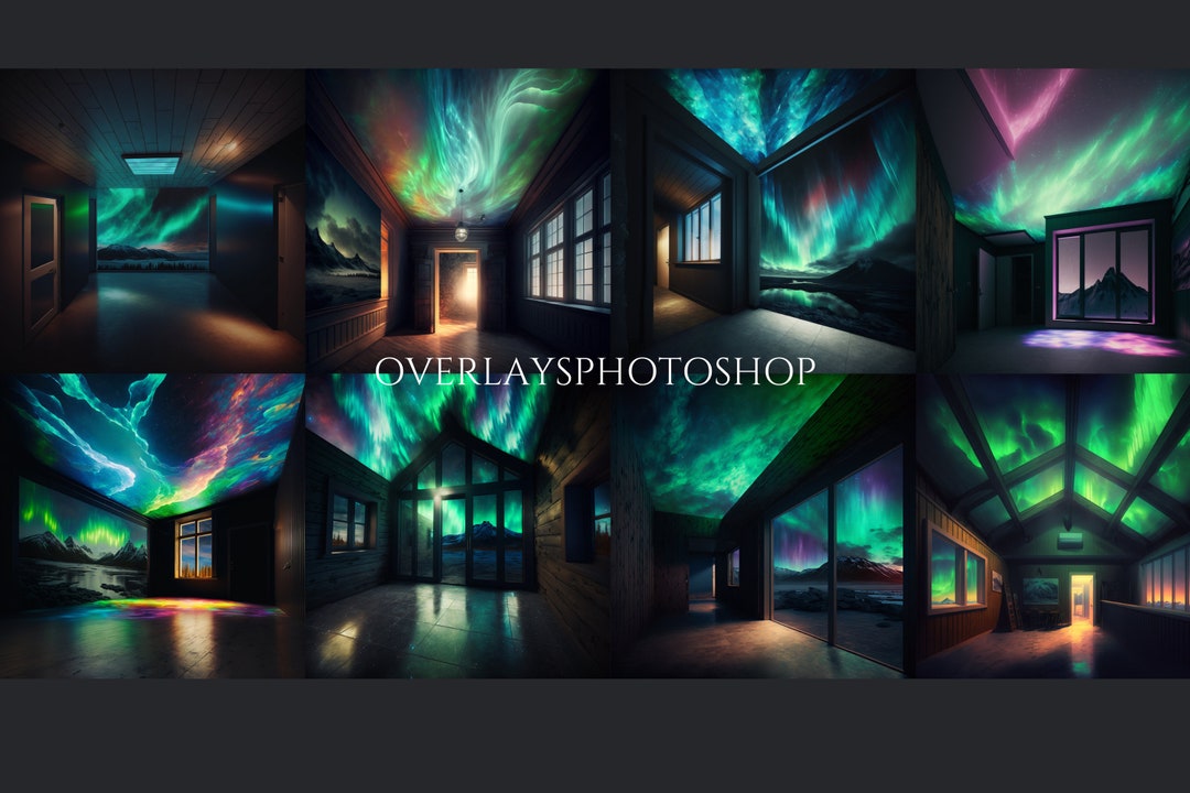 Nordic House Interior With Nothern Lights Digital Backdrops, Nothern ...