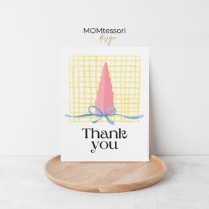 Montessori Thank You Greeting Card- Montessori Teacher Gift, Pink Tower Teacher Appreciation, End of Year Note Cards (1, 10, 30, and 50pcs)