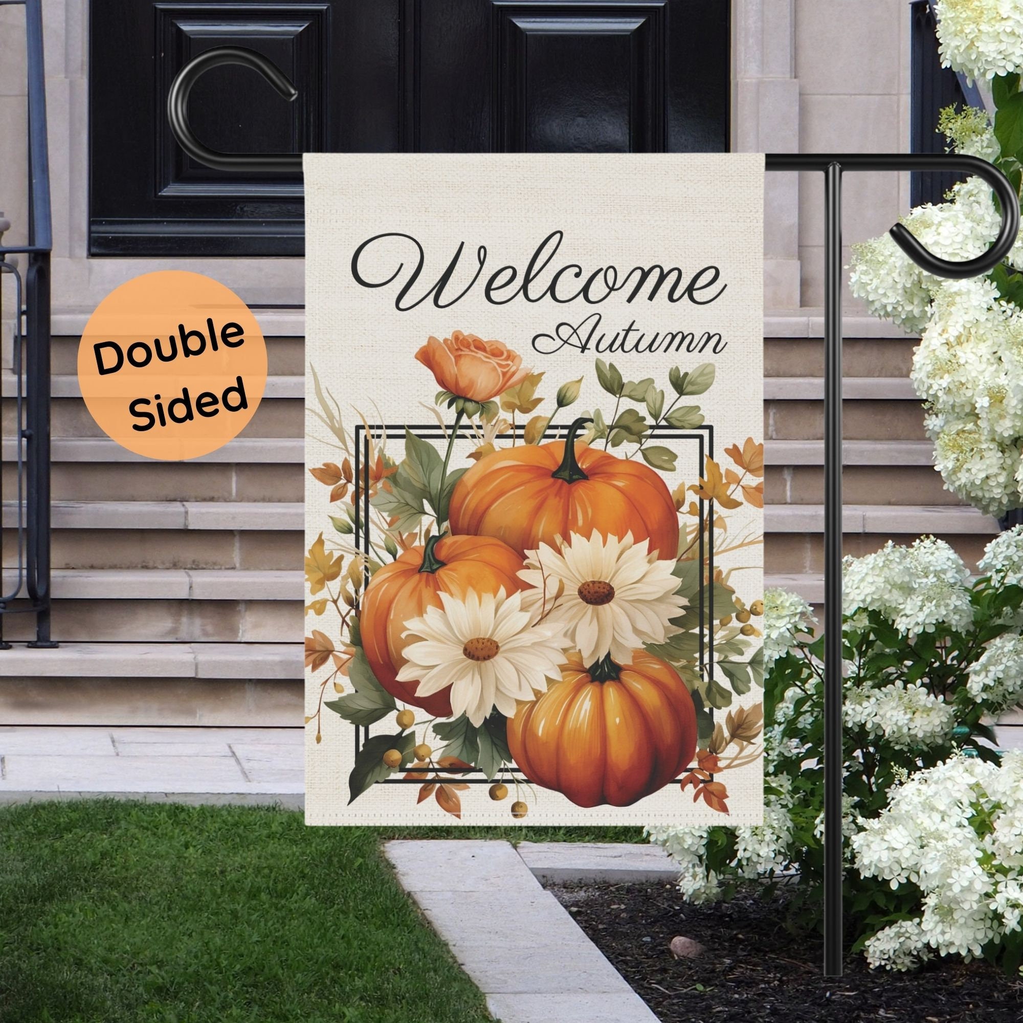 Covido Gartenflagge Welcome Fall – Mit Kürbis & Sonnenblumen, 32,5x45,7 Cm, Wetterfest