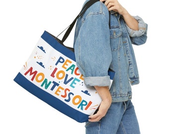 Montessori Teacher Weekender Tote Bag, Montessori Gift for Teacher, Large Montessori Mom Bag, Montessori Back to School Teacher Appreciation
