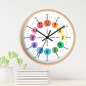 Kids Wall Clock, Decorative Clock for Child, Modern Bedroom Clock for Boy/Girl, Unique Classroom Clock, Montessori Telling Time Clock