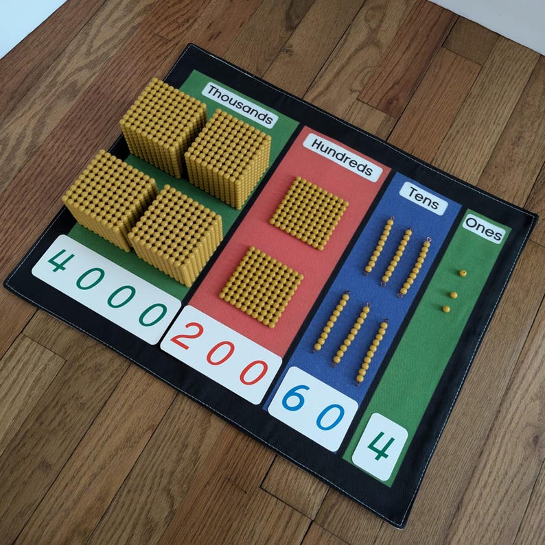 Montessori Golden Bead Mat, Primary Math Mat, Cloth Place Value Chart ...