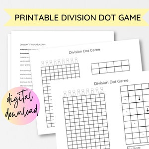 Carta da gioco Montessori Division Dot - Materiale matematico stampabile per divisioni lunghe - Download digitale - Gioco di matematica elementare Montessori - Scuola domiciliare