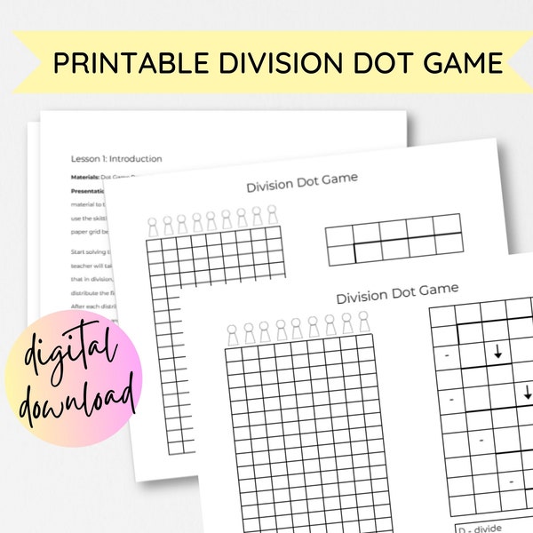 Montessori Division Dot Game Paper - Printable Long Division Math Material - Digital Download - Montessori Elementary Math Game - Homeschool