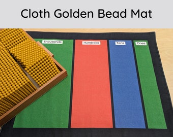 Montessori Golden Bead Place Value Mat, Montessori Math Mat, Cloth Place Value Chart, Montessori Math Materials, Montessori Fabric Work Mat