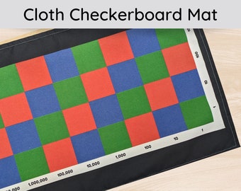 Montessori Cloth Checkerboard Material, Montessori Checker Board, Large Digit Multiplication Mat, Educational Place Value Fabric Mat