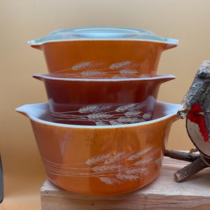 Autumn harvest Pyrex, 3 Casserole set 472, 473, 474 vintage Summer SALE , FREE shipping