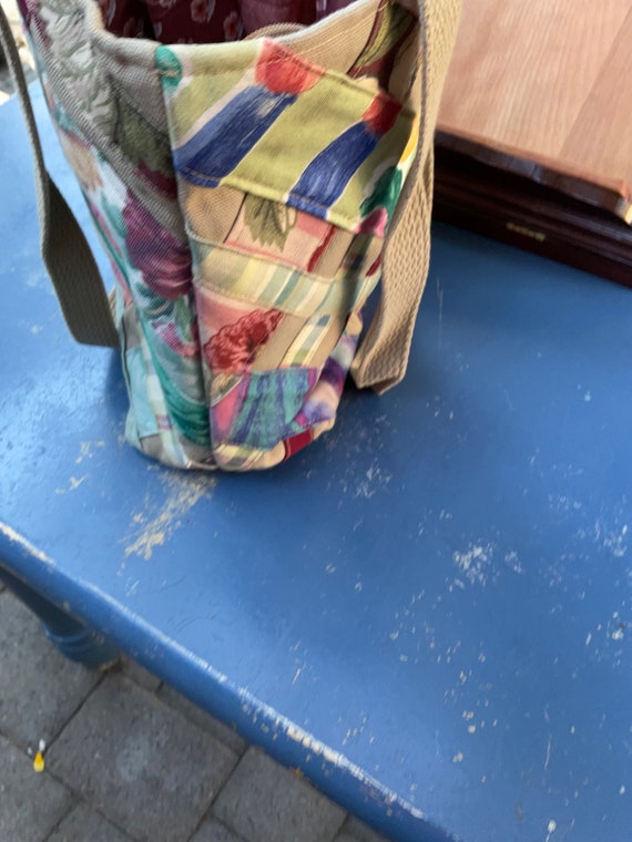 Vintage patchwork handmade shoulder bag, bark clo… - image 9