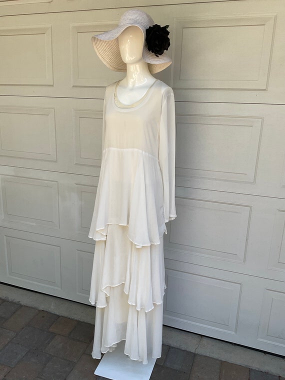 Vintage wedding or summer gown, lined sheer lightw
