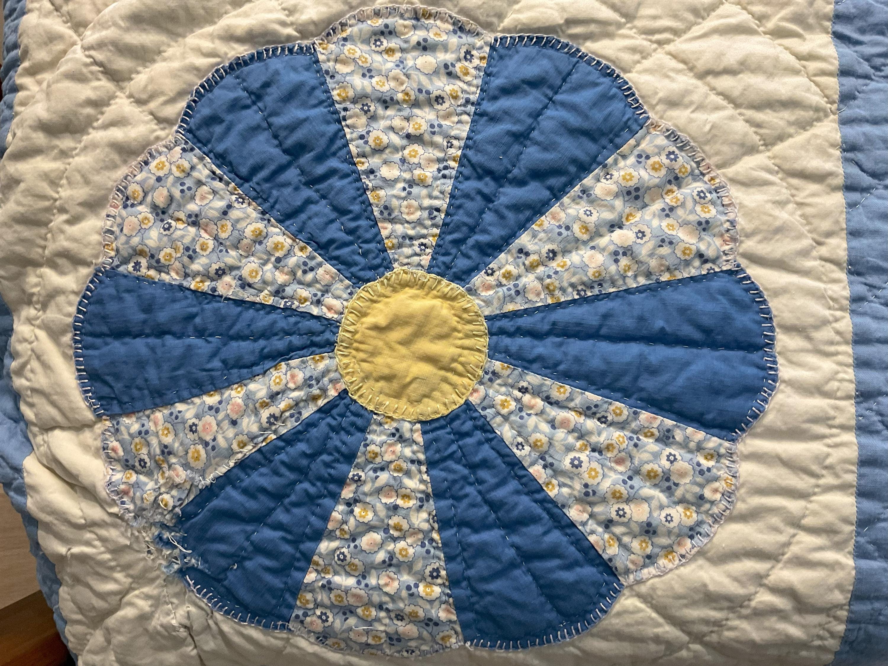 ヴィンテージ ドレスデン プレート キルト、1940 年代、50 年代、84 x