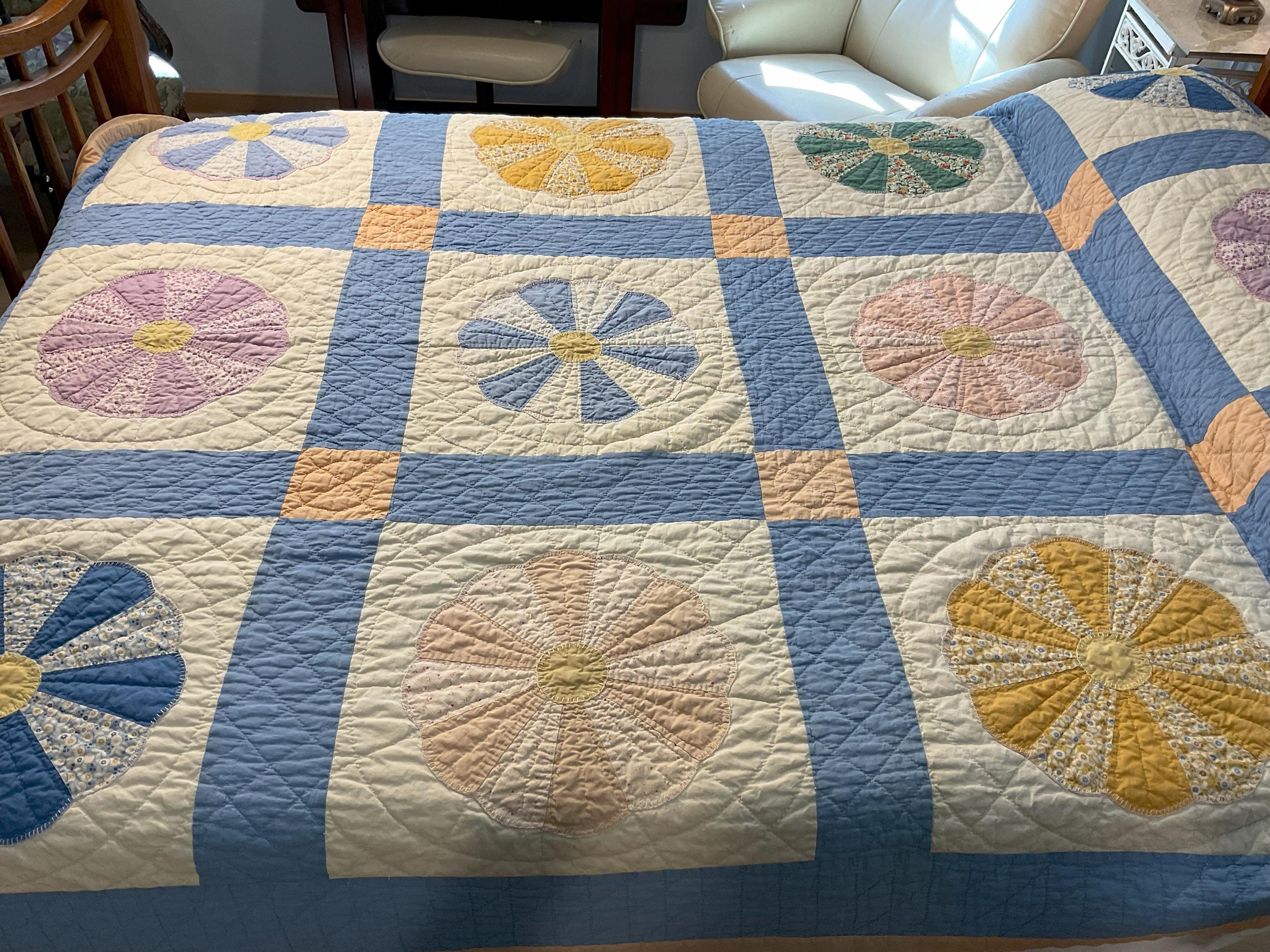 ヴィンテージ ドレスデン プレート キルト、1940 年代、50 年代、84 x