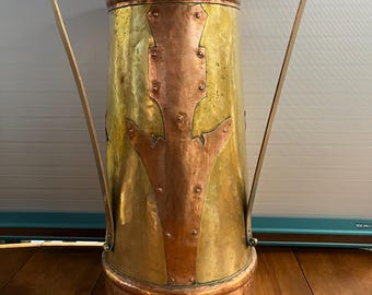 Antique Copper and brass Umbrella stand late 1800&#39;s early 1900&#39;s hand hammered RARE FIND ships FREE! Price reduced!
