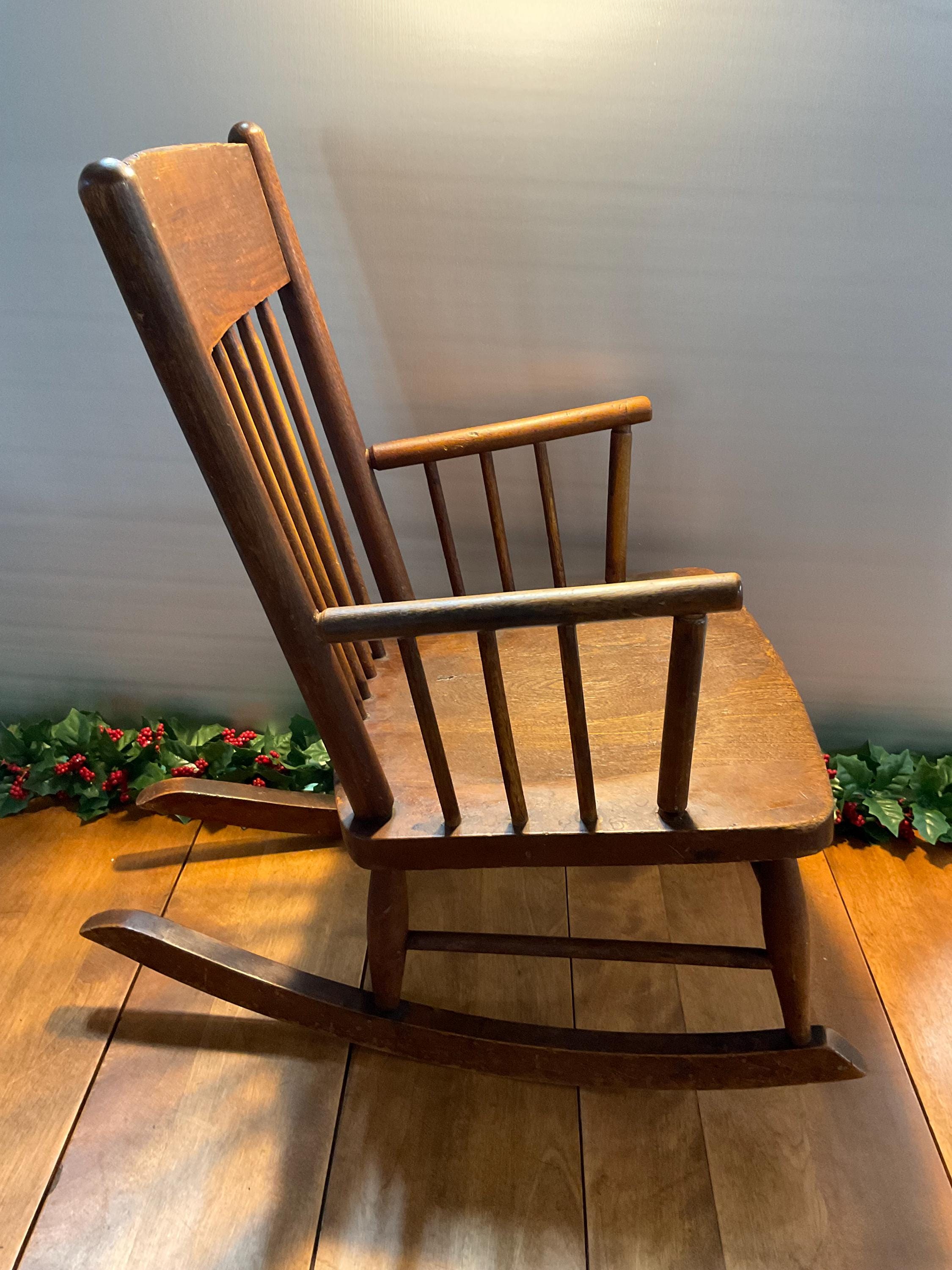Antique Heywood Brothers Oak Child Rocker: Americana Decor - Etsy