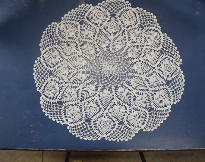 Round Crochet Table Topper White 30 Etsy