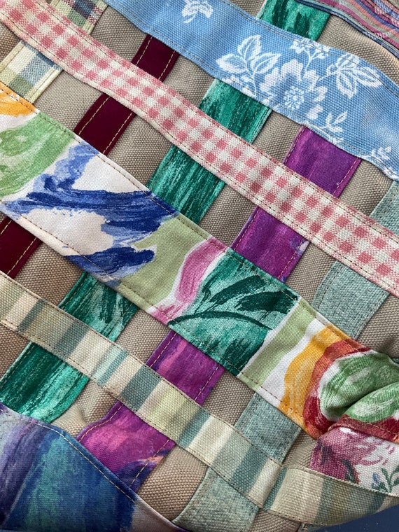 Vintage patchwork handmade shoulder bag, bark clo… - image 8