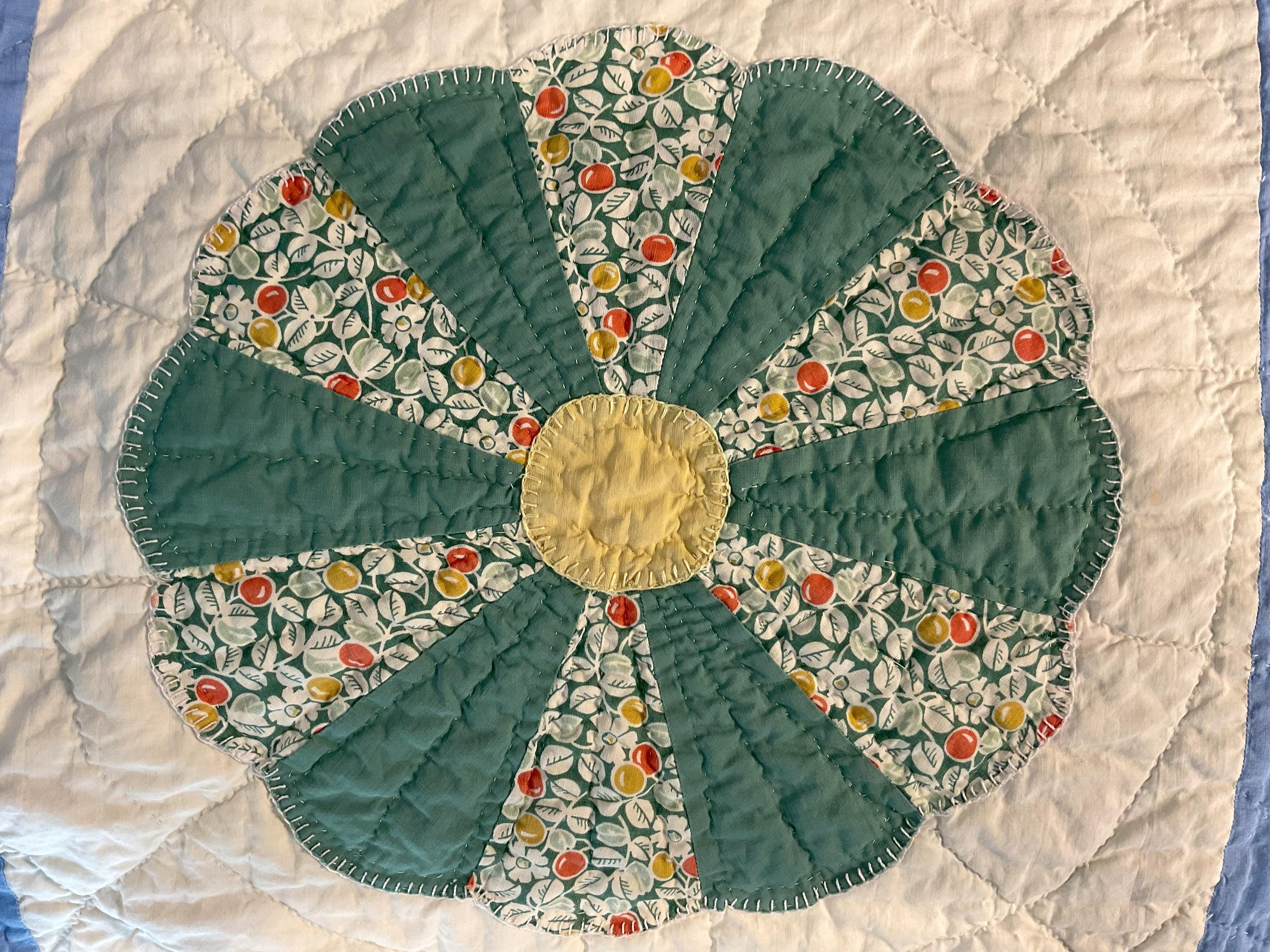 ヴィンテージ ドレスデン プレート キルト、1940 年代、50 年代、84 x