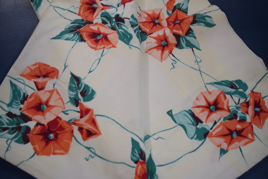 Vintage 1940's Tablecloth 53 X 47 Size. BEAUTIFUL Orange Etsy
