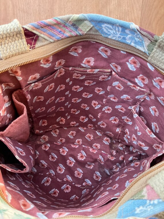 Vintage patchwork handmade shoulder bag, bark clo… - image 7
