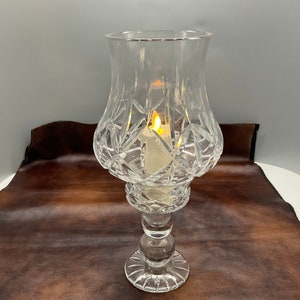 Vintage crystal cutglass hurricane lamps. set of two. centerpiece. SHIPS FREE USA