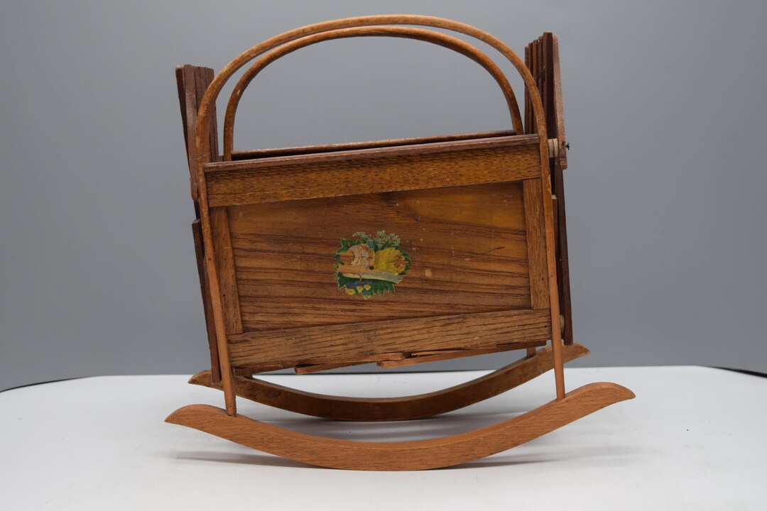 Vintage Folding, Rocking Doll Cradle, Large With Dolls Included. SHIPS ...