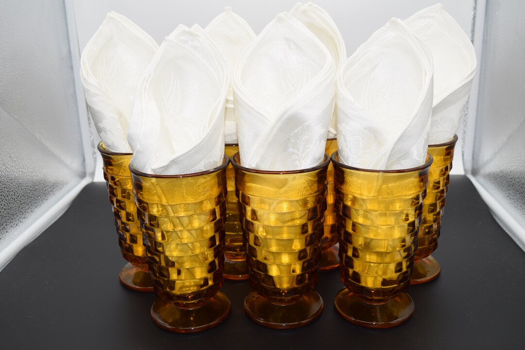 Seven White Damask Table Napkins, Beautiful Pattern Etsy