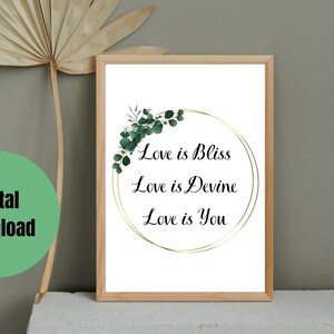 Love is Bliss Love is Devine Love is You Wall Art| Printable Wall Art, Wall Decor