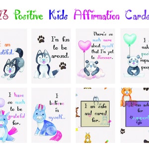 23 cartes d'affirmation positives pour enfants /Cartes d'affirmation pour enfants positifs pour animaux / Cartes d'affirmation imprimables avec animal mignon / PDF