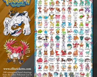 Classic Pokemon Reimagined Poster Gen II - Etsy