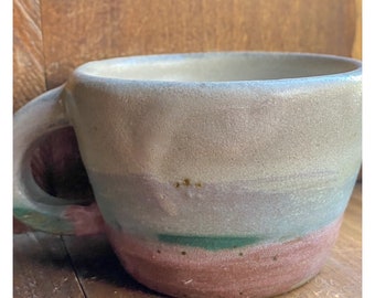Small Espresso Mug / 4oz mug / Ocean Blue & Tan Mug / Small Coffee Tea Mug