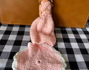 Vintage Sleepy Doll: Handmade Dress; Bonus Pot Holder