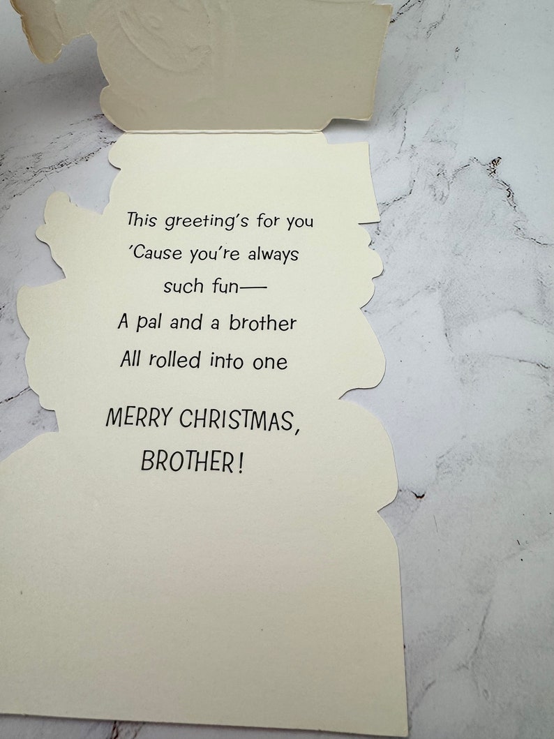 Vintage Christmas Card for Brother Retro Kitsch Combine Purchases for Free Shipping image 3