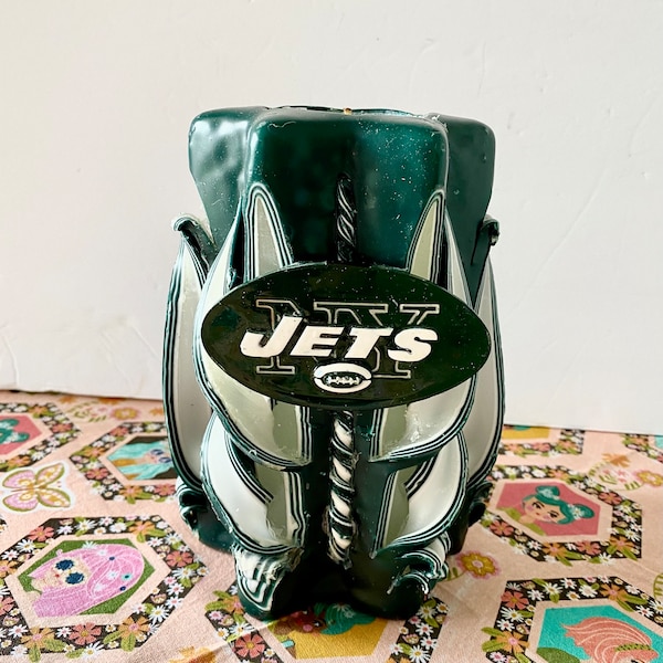 Vintage Carved Jets NFL Candle -  Combine Purchases for Free Shipping!